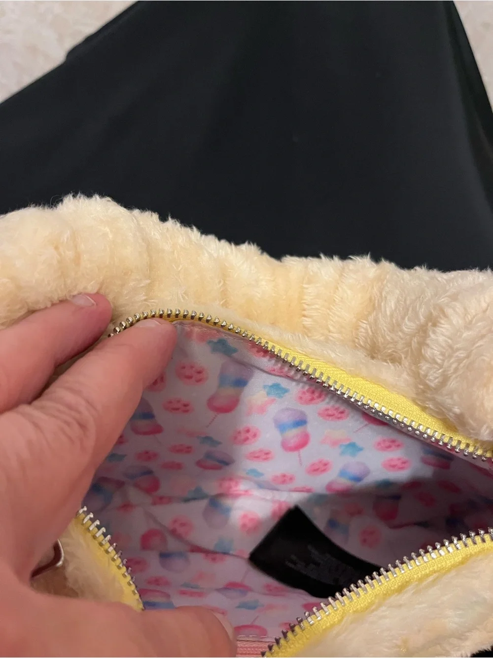 Disney Cream Plush Character Handbag with Pastel Stitching